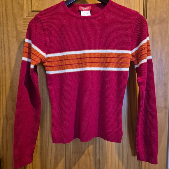 Vintage ESPRIT Sweater - Red with Orange & White Stripes - Picture 2 of 10